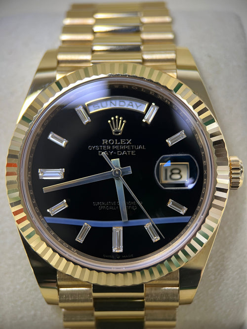 Rolex Day-Date 40 Onyx Diamond Baguette Dial 228238 (2023)