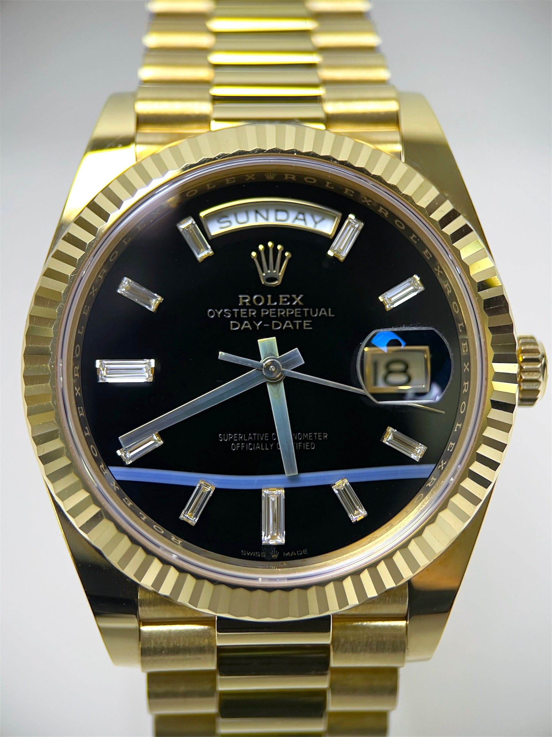 Rolex Day-Date 40 Onyx Diamond Baguette Dial 228238 (2023)